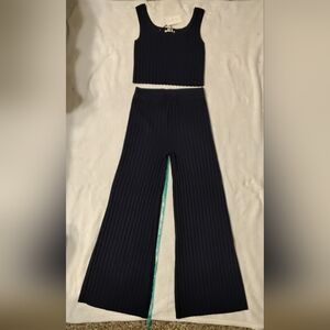 Sincerely Jules Navy Blue Ribbed Pantsuit